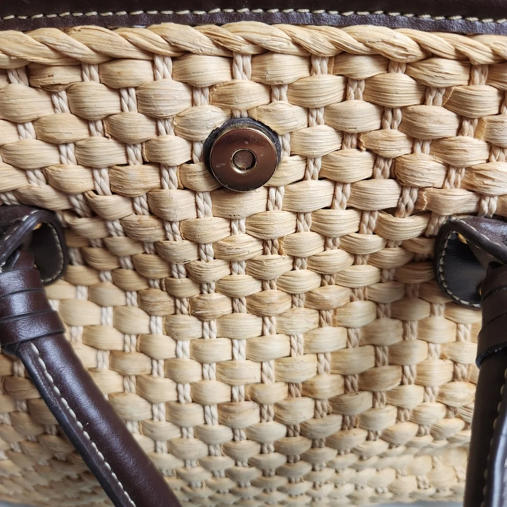 Chaps Straw Basket Weave Handbag Purse - Picture 5 of 8